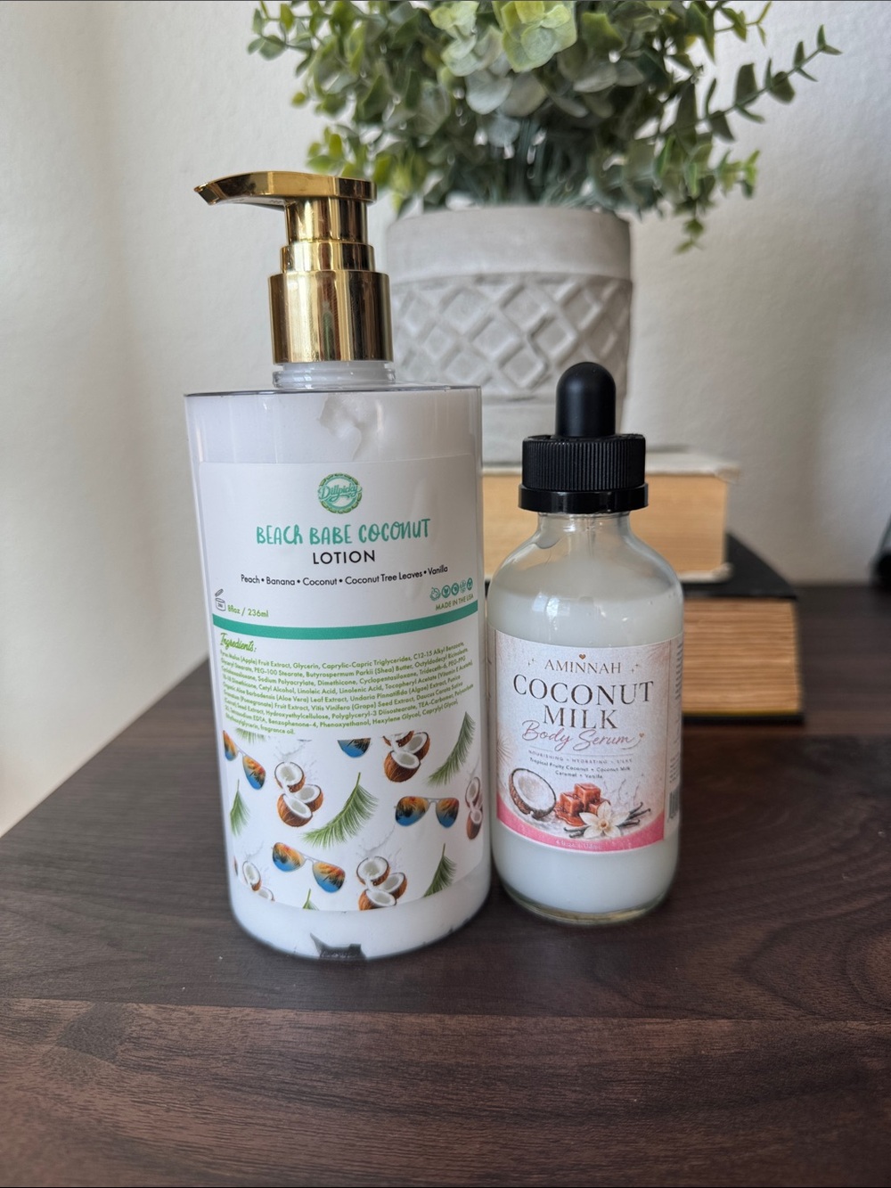 DILLPICKY Beach Babe Coconut Lotion & Aminnah Coconut Milk Body Serum - White